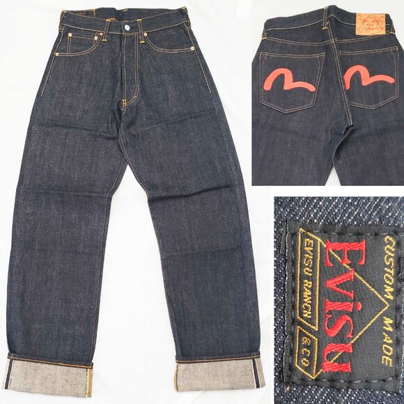 Evisu Other - EVISU Vintage Unisex Selvedge Dark Denim Jeans Pants NWOT Custom Made Italy 29